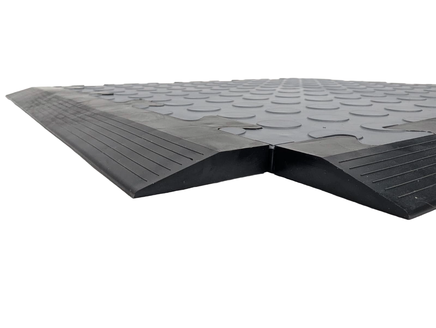 Heavy-Duty PVC Black Penny Pattern Interlocking Garage & Workshop Floor Tiles Oil & Chemical Resistant (495x495x12mm)