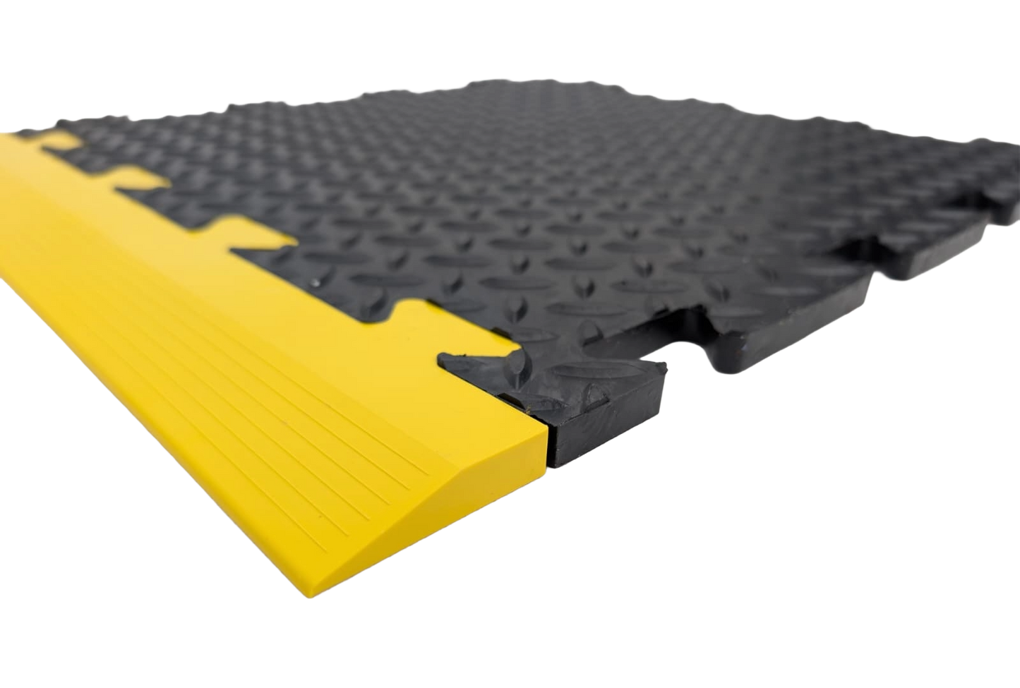 Heavy-Duty PVC Black Checker Pattern Interlocking Garage & Workshop Floor Tiles Oil & Chemical Resistant (495x495x14mm)