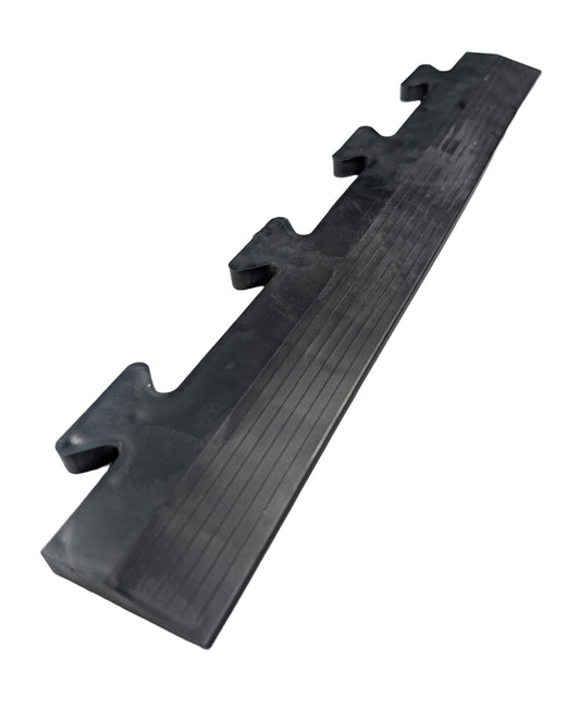 Heavy Duty PVC Penny Interlocking Garage Floor Tiles 495x495x12mm Workshop Gym 10 Year Guarantee Oil Resistant Modular Flooring Rubber Mats Suitable For Cars (Male Ramped Edge Black 495x85x12mm)