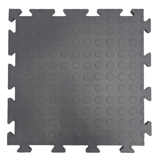 Heavy Duty PVC Penny Interlocking Garage Floor Tiles 495x495x12mm Workshop Gym 10 Year Guarantee Oil Resistant Modular Flooring Rubber Mats Suitable For Cars (Solid Grey Tile (495x495x12mm)