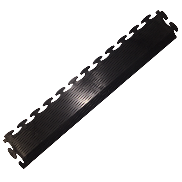 Black Ramped Edge For Premium Heavy-Duty Solid 7mm PVC Interlocking Garage & Workshop Floor Tiles (500x75x7mm)