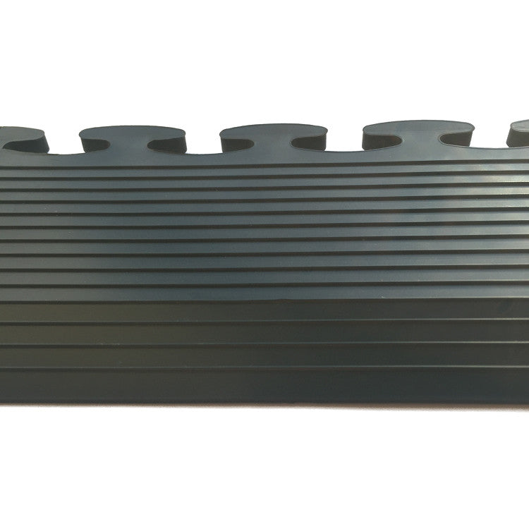 Black Ramped Edge For Premium Heavy-Duty Solid 7mm PVC Interlocking Garage & Workshop Floor Tiles (500x75x7mm)