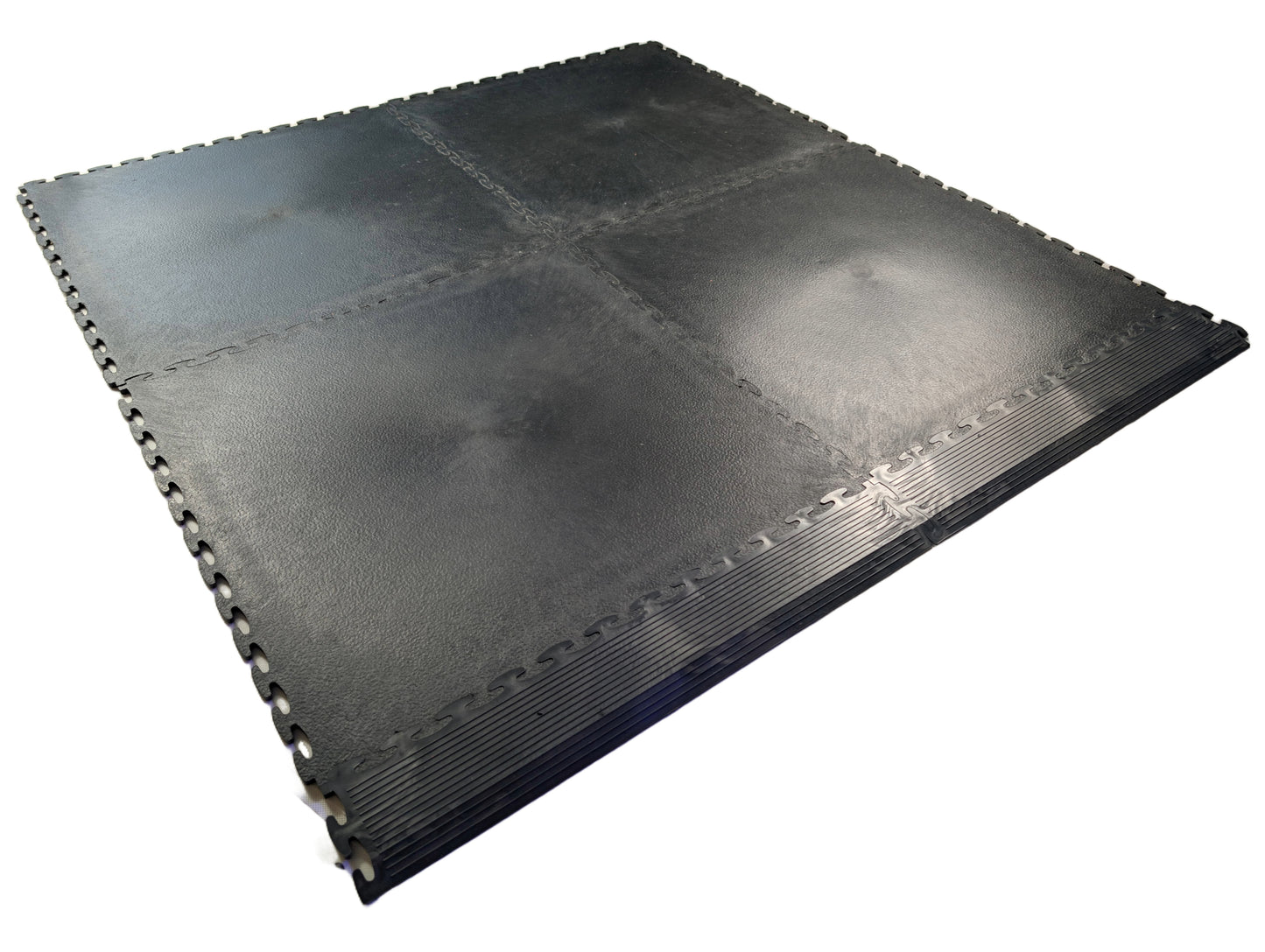 Premium Heavy-Duty Solid 7mm PVC Black Interlocking Garage & Workshop Floor Tiles, Oil & Chemical Resistant, Trolley Jack Approved (500x500x7mm)