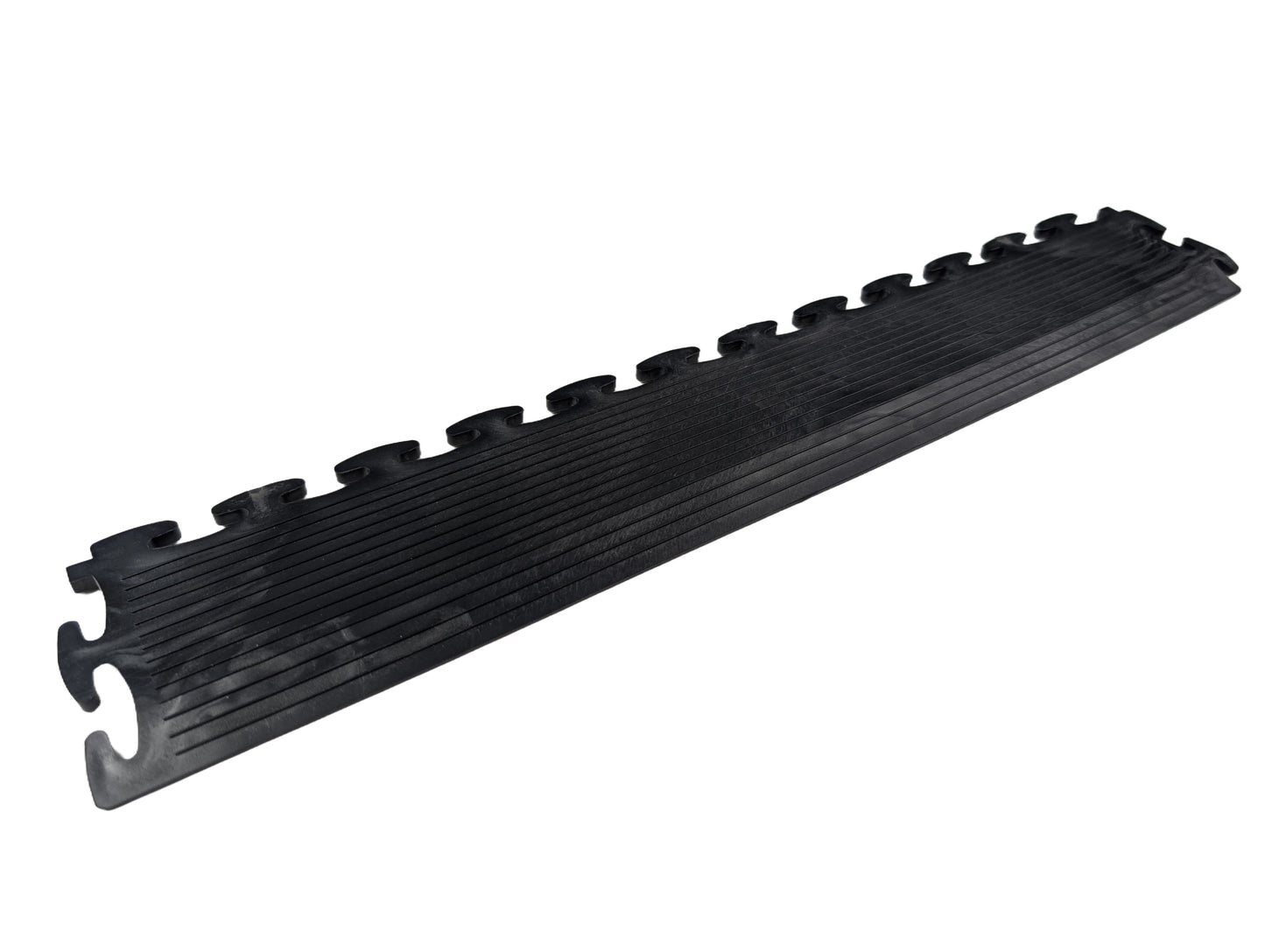 Black Ramped Edge For Premium Heavy-Duty Solid 7mm PVC Interlocking Garage & Workshop Floor Tiles (500x75x7mm)