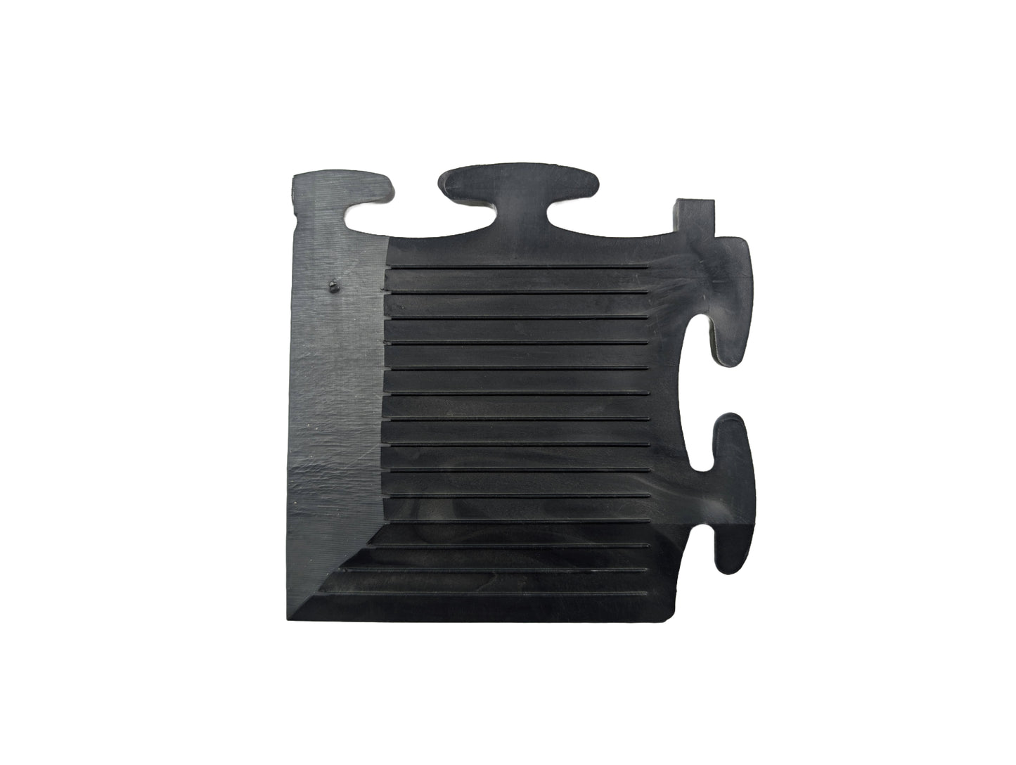 Black Ramped Corner For Premium Heavy-Duty Solid 7mm PVC Interlocking Garage & Workshop Floor Tiles (500x75x7mm)