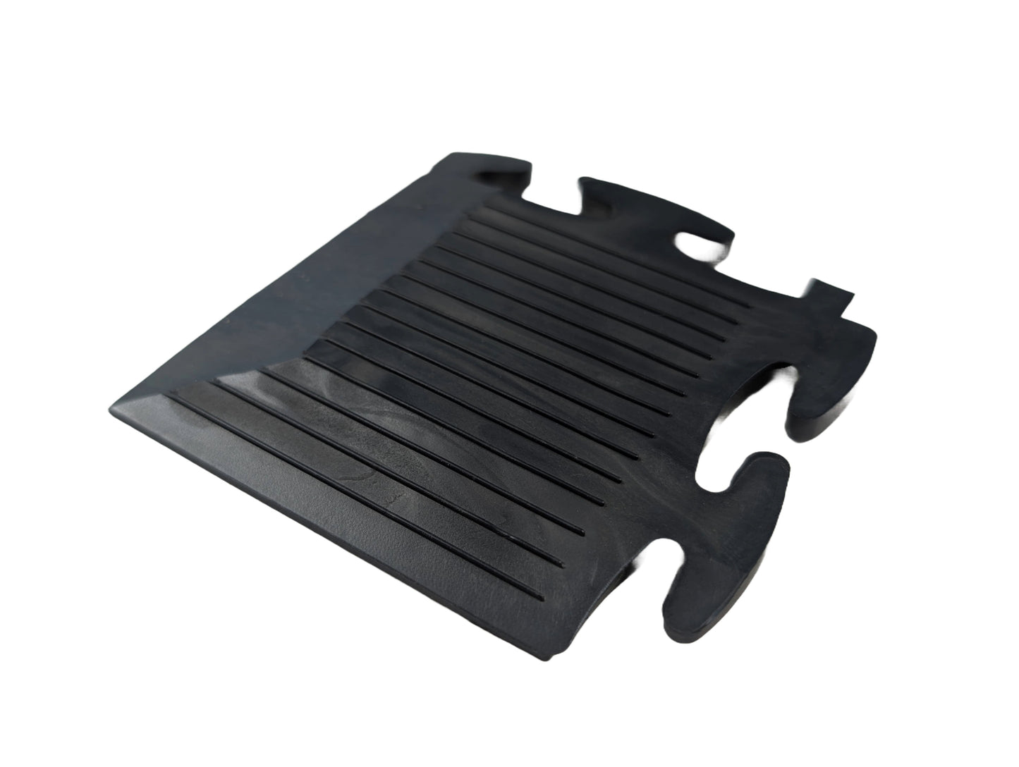 Black Ramped Corner For Premium Heavy-Duty Solid 7mm PVC Interlocking Garage & Workshop Floor Tiles (500x75x7mm)