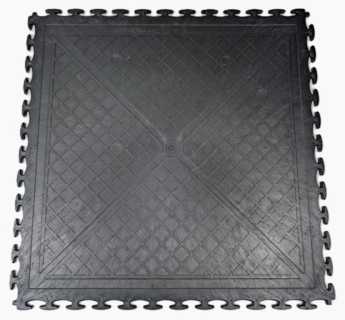 Premium Heavy-Duty Solid 7mm PVC Black Interlocking Garage & Workshop Floor Tiles, Oil & Chemical Resistant, Trolley Jack Approved (500x500x7mm)