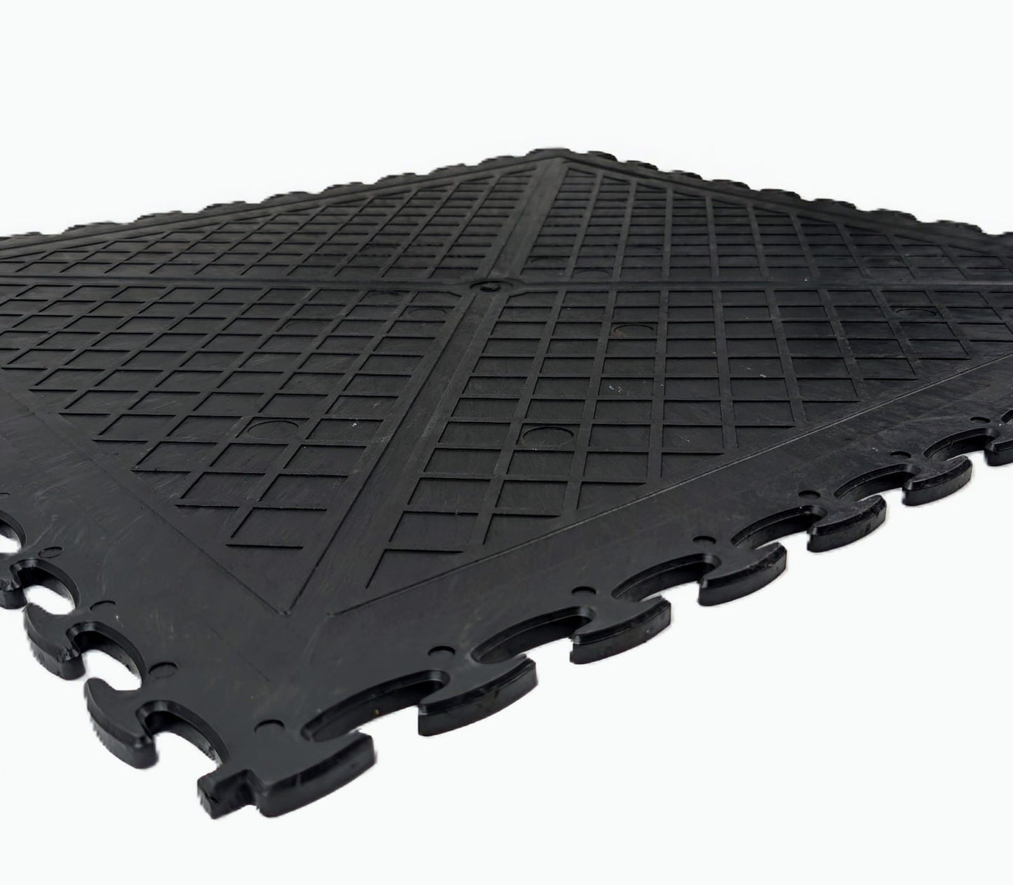 Premium Heavy-Duty Solid 7mm PVC Black Interlocking Garage & Workshop Floor Tiles, Oil & Chemical Resistant, Trolley Jack Approved (500x500x7mm)