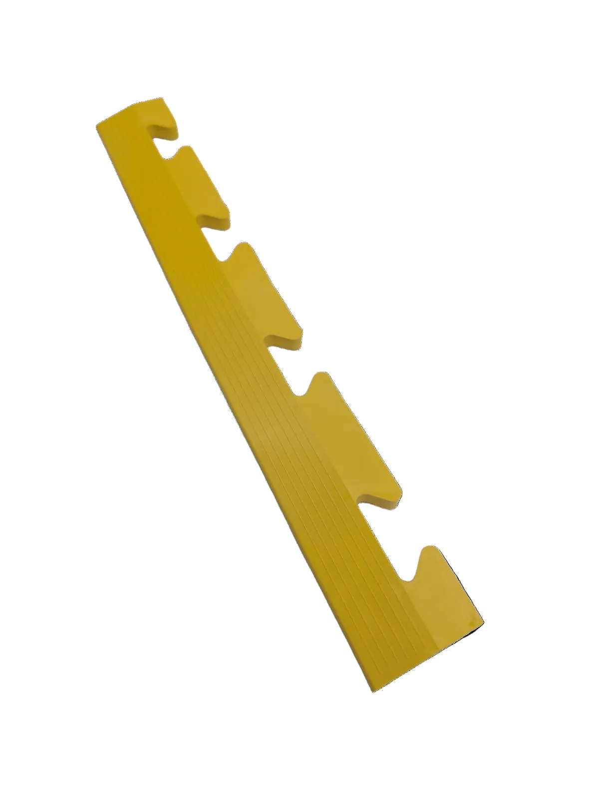 Yellow Female Ramped Edge For Heavy-Duty PVC Penny & Checker Pattern Interlocking Garage & Workshop Floor Tiles 495x60x12mm
