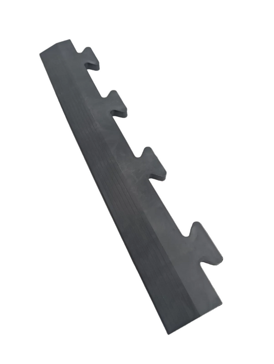 Grey Male Ramped Edge For Heavy-Duty PVC Penny & Checker Pattern Interlocking Garage & Workshop Floor Tiles 495x85x12mm