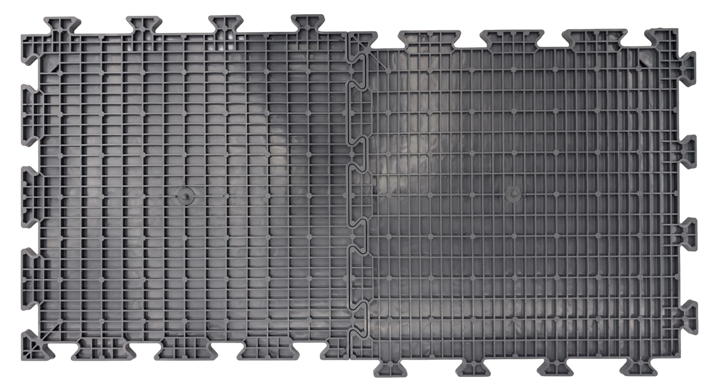 Heavy-Duty Grey PVC Penny Pattern Interlocking Garage & Workshop Floor Tiles Oil & Chemical Resistant (495x495x12mm)