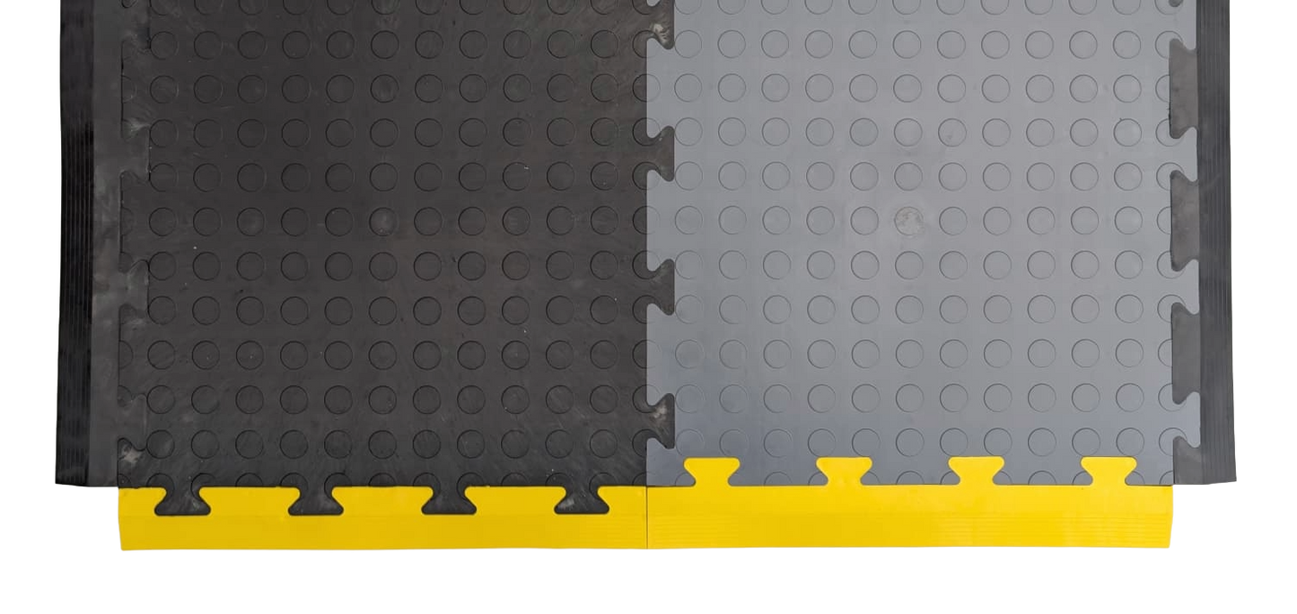 Heavy-Duty PVC Black Penny Pattern Interlocking Garage & Workshop Floor Tiles Oil & Chemical Resistant (495x495x12mm)