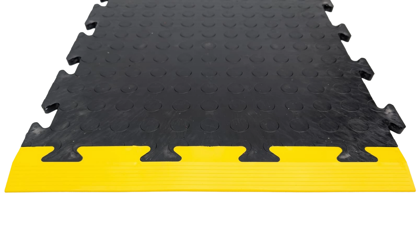 Heavy-Duty PVC Black Penny Pattern Interlocking Garage & Workshop Floor Tiles Oil & Chemical Resistant (495x495x12mm)