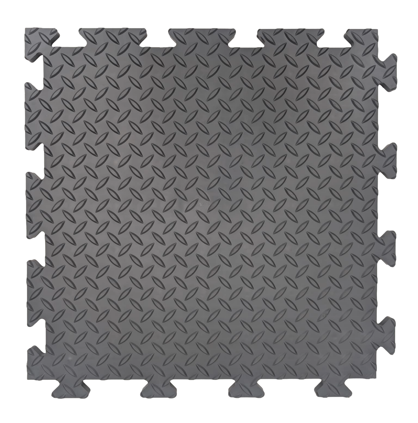 Heavy-Duty Grey PVC Checker Pattern Interlocking Garage & Workshop Floor Tiles Oil & Chemical Resistant (495x495x14mm)