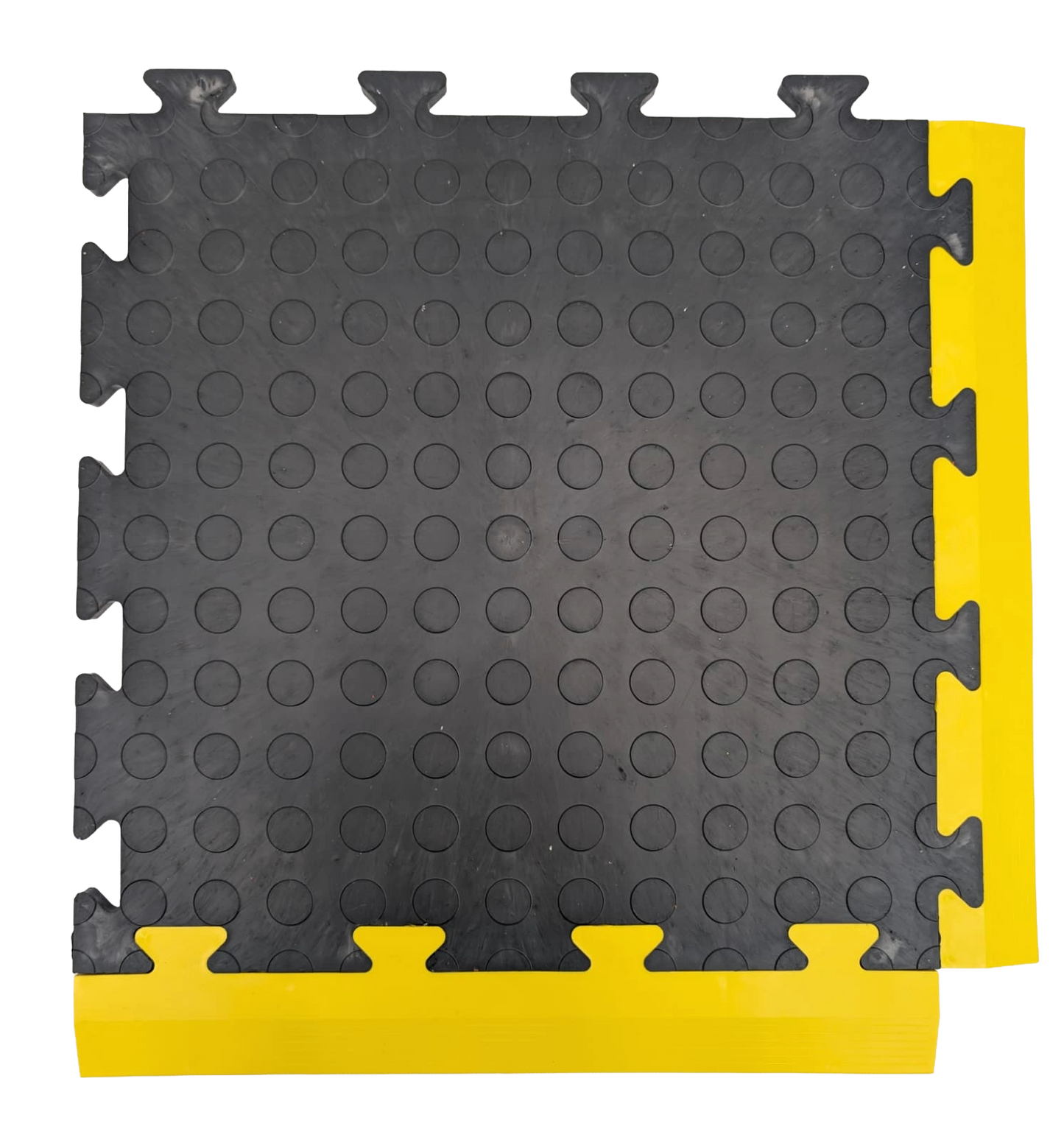 Yellow Female Ramped Edge For Heavy-Duty PVC Penny & Checker Pattern Interlocking Garage & Workshop Floor Tiles 495x60x12mm