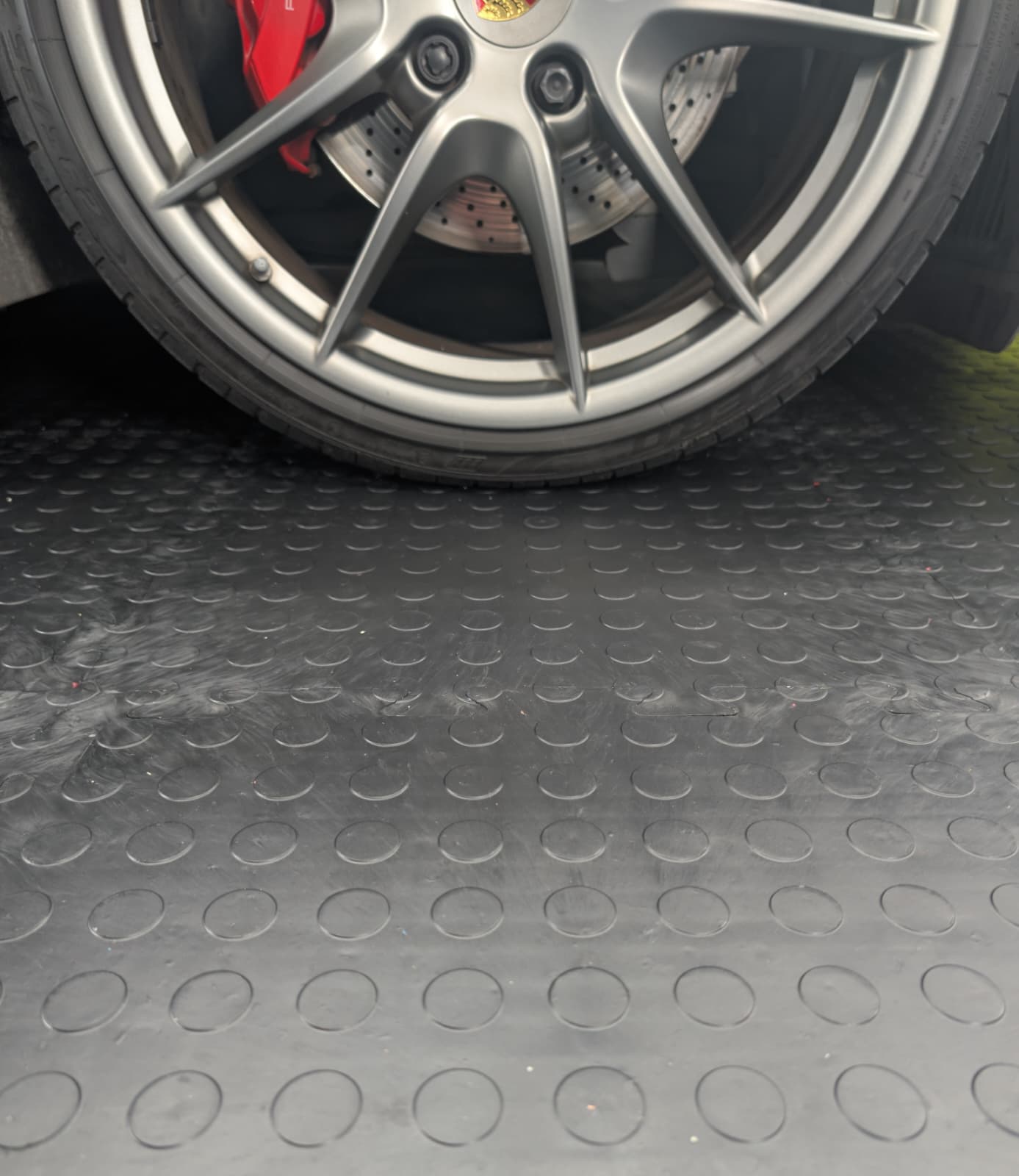 Heavy-Duty PVC Black Penny Pattern Interlocking Garage & Workshop Floor Tiles Oil & Chemical Resistant (495x495x12mm)