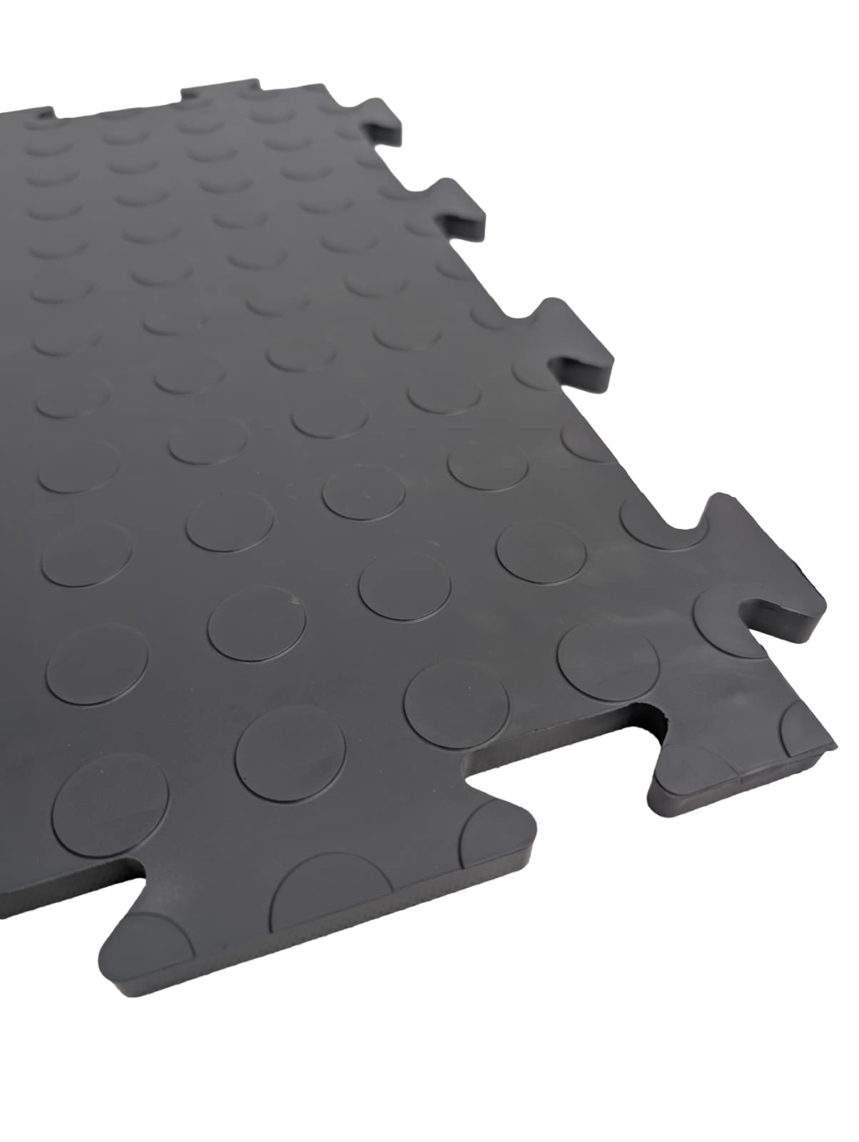 Heavy-Duty Grey PVC Penny Pattern Interlocking Garage & Workshop Floor Tiles Oil & Chemical Resistant (495x495x12mm)