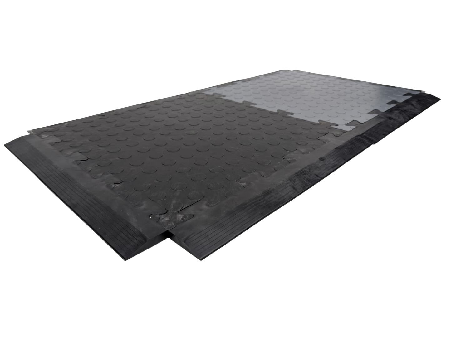 Black Male Ramped Edge For Heavy-Duty PVC Penny & Checker Pattern Interlocking Garage & Workshop Floor Tiles 495x85x12mm