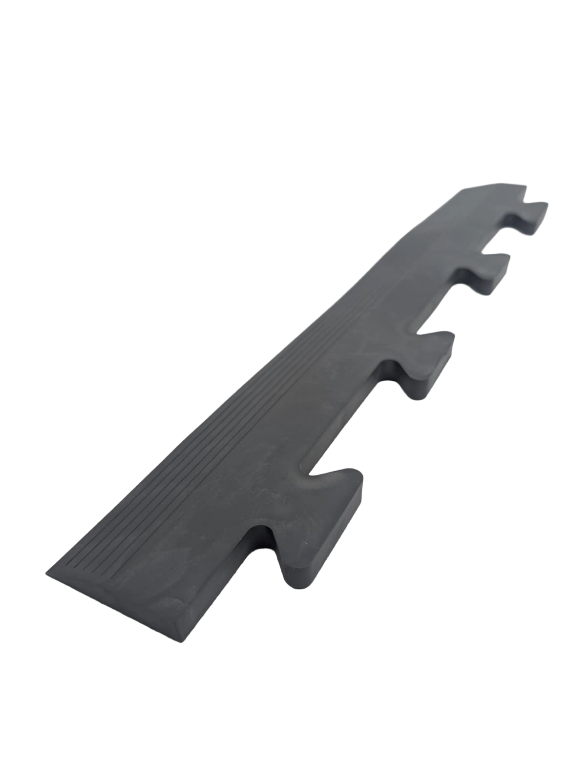 Grey Male Ramped Edge For Heavy-Duty PVC Penny & Checker Pattern Interlocking Garage & Workshop Floor Tiles 495x85x12mm