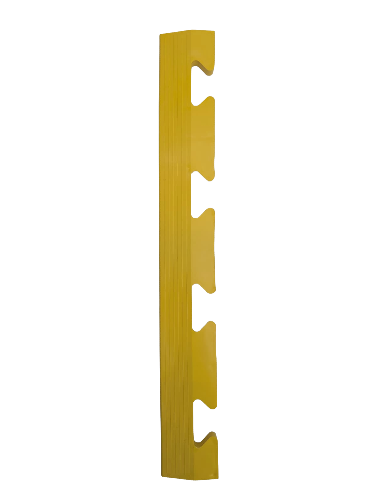Yellow Female Ramped Edge For Heavy-Duty PVC Penny & Checker Pattern Interlocking Garage & Workshop Floor Tiles 495x60x12mm