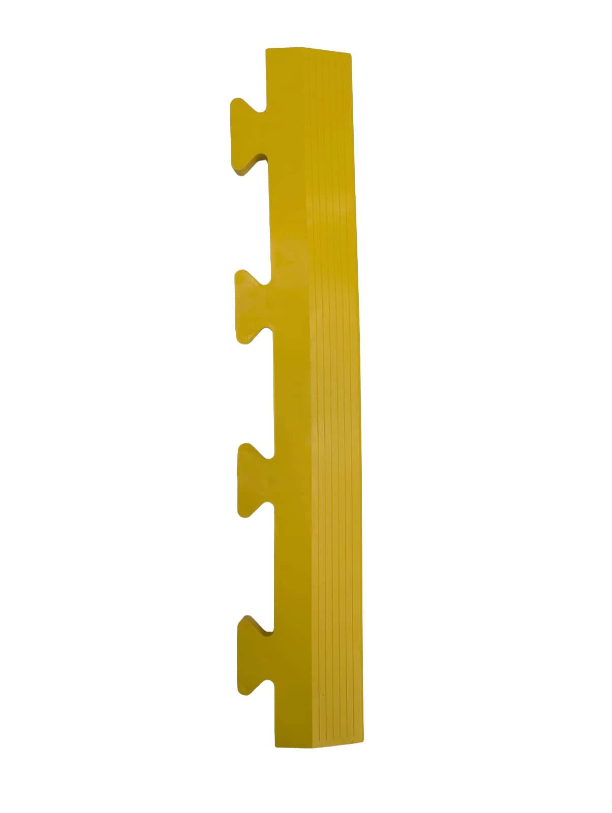 Yellow Male Ramped Edge For Heavy-Duty PVC Penny & Checker Pattern Interlocking Garage & Workshop Floor Tiles 495x85x12mm
