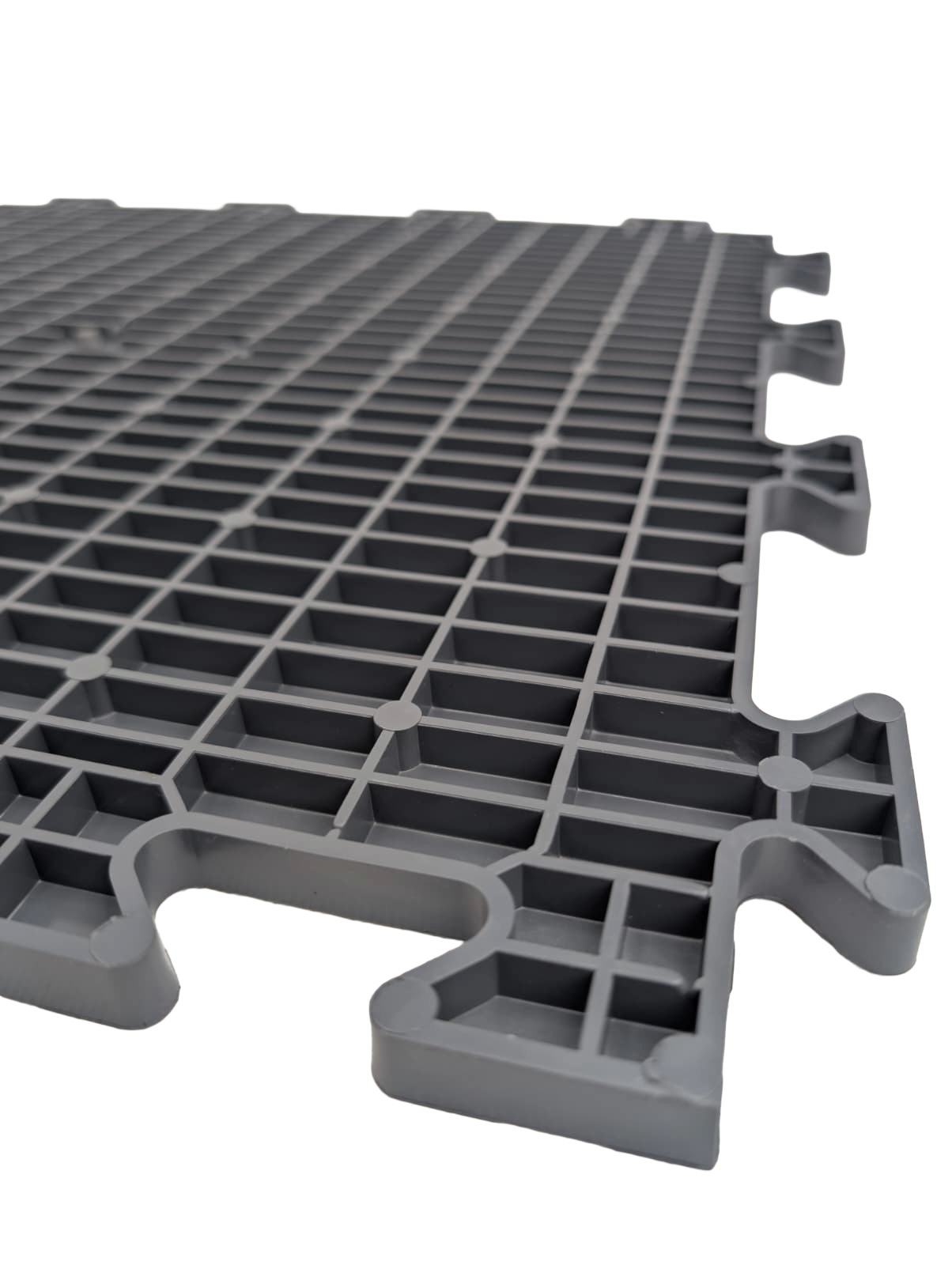 Heavy-Duty Grey PVC Checker Pattern Interlocking Garage & Workshop Floor Tiles Oil & Chemical Resistant (495x495x14mm)